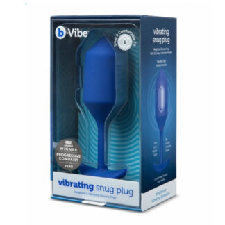 b-Vibe Vibrating Snug Plug 4 Rechargeable Weighted Silicone Anal Plug Navy