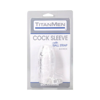 TitanMen Cock Sleeve with Ball Strap 4.5 in. Clear