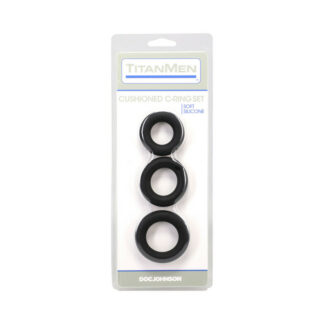 TitanMen Cushioned C-Ring 3 Piece Silicone Set Black