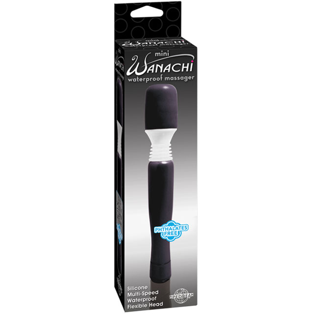 Mini Wanachi Waterproof Massager Flexible Silicone Wand Vibrator Black