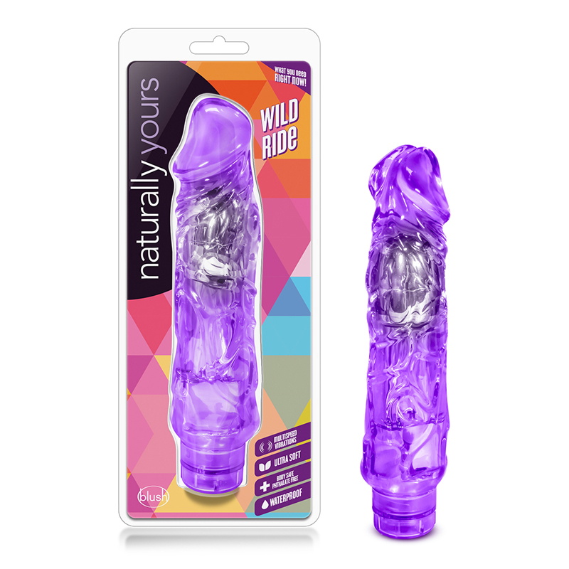 Naturally Yours Wild Ride Realistic 9 in. Vibrating Dildo Purple
