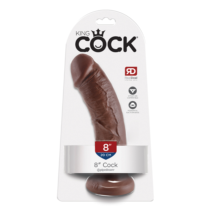 King Cock 8 in. Cock Realistic Dildo With Suction Cup Brown