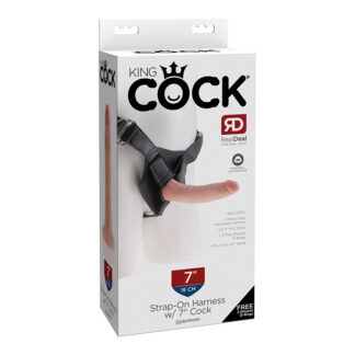 King Cock Strap-On Harness With 7 in. Cock Beige