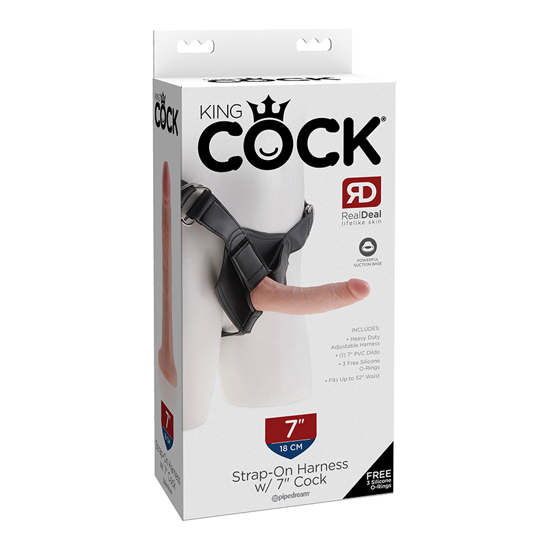 King Cock Strap-On Harness With 7 in. Cock Beige