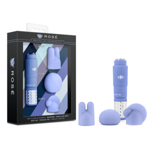 Rose Revitalize Massage Kit with Mini Vibrator & 3 Silicone Attachments Periwinkle