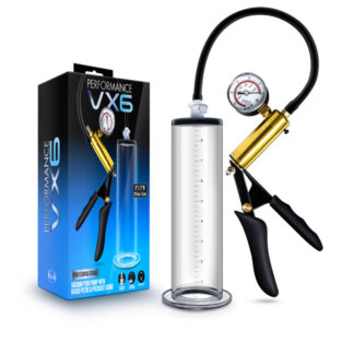 Performance VX6 Vacuum Penis Pump with Brass Pistol & Pressure Gauge Clear