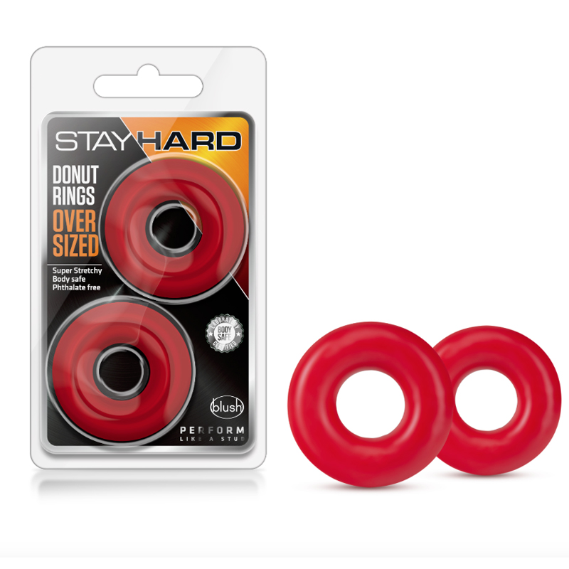 Stay Hard Donut Rings Oversized Cockring 2-Pack Red